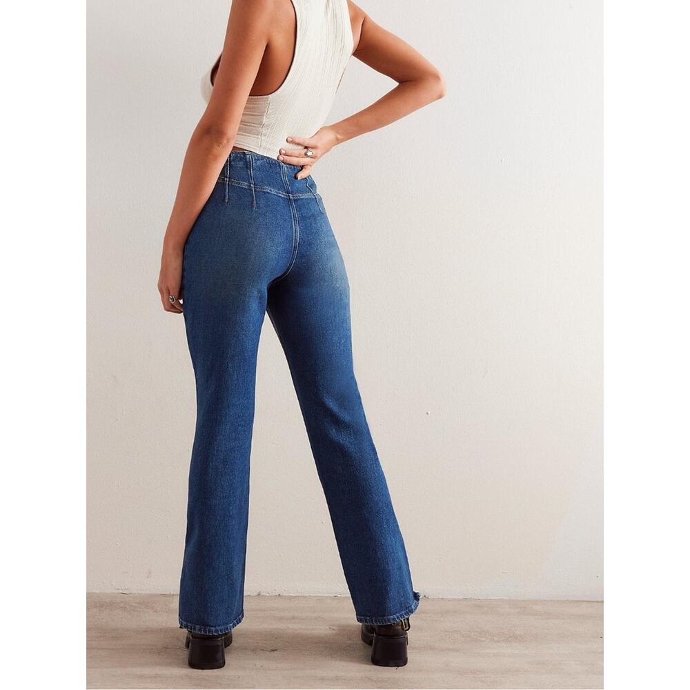 We The Free CRVY High Rise Flare Jeans Button Front Size 27 - Picture 7 of 14